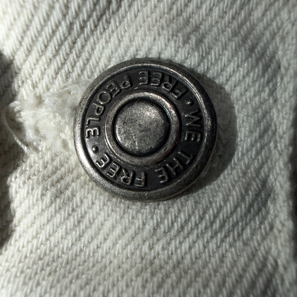 Free People-We The Free Off White Opal  Swing Denim Jacket Size Small Ecru Y2K - Picture 5 of 16